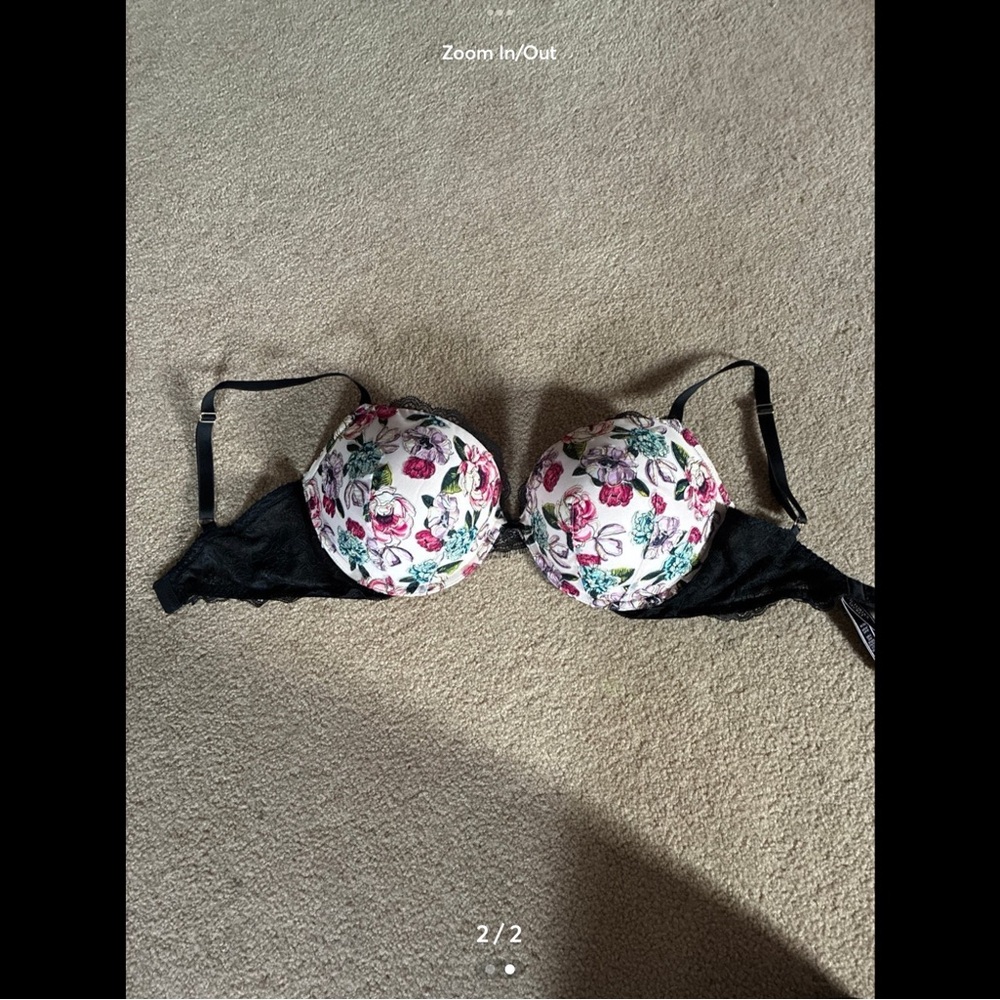 Victoria's Secret Black and Pink Bra with Underwire Support 36DDD